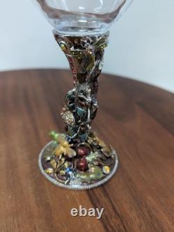 Two Magical Kirks Folly Fairies Frog Wine Goblet Glass Jeweled Stones Rare 8.25