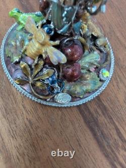 Two Magical Kirks Folly Fairies Frog Wine Goblet Glass Jeweled Stones Rare 8.25