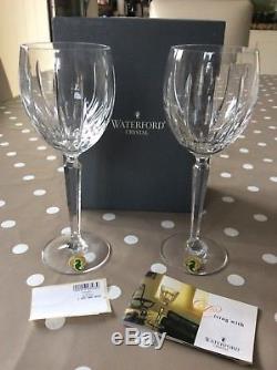 Two Rare Waterford Irish Cut Crystal Blackrock Wine Goblets / Glasses