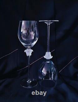 Two Versace by Rosenthal Medusa Lumiere Clear Red Wine Glasses, Marked