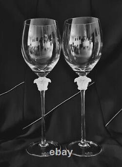 Two Versace by Rosenthal Medusa Lumiere Clear Red Wine Glasses, Marked
