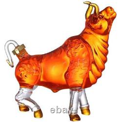 Unique Whiskey Decanter Glass Crystal Bottle Display Dispenser Wine Cow Bull