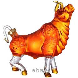 Unique Whiskey Decanter Glass Crystal Bottle Display Dispenser Wine Cow Bull