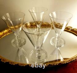 VAL ST LAMBERT' MAJOR' Pattern 4 Art Deco CUBE STEM Crystal Wine Glasses