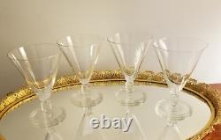 VAL ST LAMBERT' MAJOR' Pattern 4 Art Deco CUBE STEM Crystal Wine Glasses