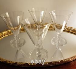 VAL ST LAMBERT' MAJOR' Pattern 4 Art Deco CUBE STEM Crystal Wine Glasses