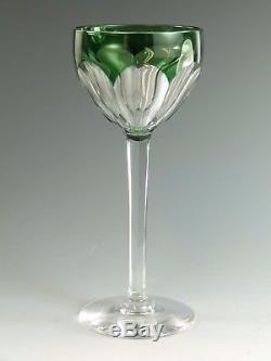VAL St LAMBERT Crystal OSRAM Cut Coloured Wine Glasses Set of 8