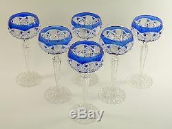 VAL St LAMBERT Crystal SAARBRUCKEN Cut 6 Hock Wine Glass / Glasses 7 5/8