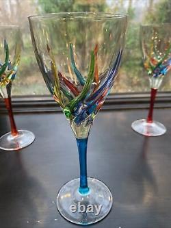 VENETIAN CARNEVALE WINE GLASSES SET OF SIX HAND PAINTED CRYSTAL WINE Swirly