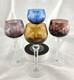 VINTAGE BOHEMIAN CUT-TO-CLEAR MULTICOLOR Crystal WINE GLASSES 8.25 SET OF 4