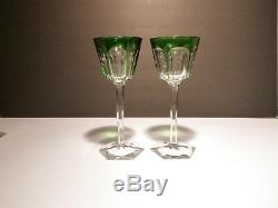 VINTAGE Baccarat Crystal HARCOURT (1841-) 2 Rhine Wines Emerald Green 7 3/8
