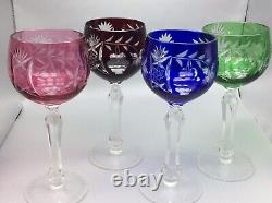 VINTAGE NACHTMANN TRAUBE CRYSTAL CUT TO CLEAR SET of FOUR HOCK GLASSES BOHEMIA
