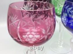 VINTAGE NACHTMANN TRAUBE CRYSTAL CUT TO CLEAR SET of FOUR HOCK GLASSES BOHEMIA