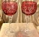 VTG Beyer CRANBERRY CRYSTAL Cut-to-Clear Hock Wine Glasses 2pc BEZ1 West Germany