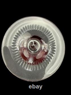 VTG Cranberry Ruby Cut to Clear Crystal Hock Cordial Wine Glasses Bohemian Set 6
