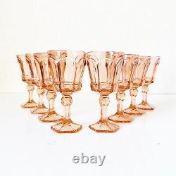 VTG Fostoria Virginia Peach Wine Glasses Goblets Pink Colored 80s Drinkware EUC