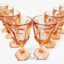 VTG Fostoria Virginia Peach Wine Glasses Goblets Pink Colored 80s Drinkware EUC