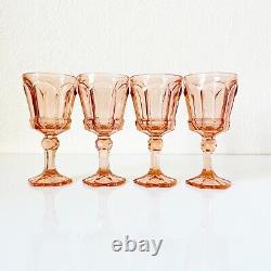 VTG Fostoria Virginia Peach Wine Glasses Goblets Pink Colored 80s Drinkware EUC