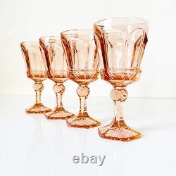 VTG Fostoria Virginia Peach Wine Glasses Goblets Pink Colored 80s Drinkware EUC