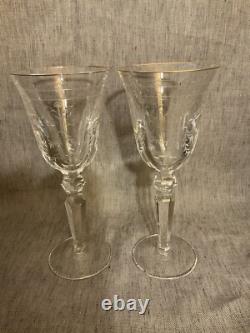 VTG Lot of 2 Waterford Crystal Etched Charlemont Pattern Vine Glasses 7-7/8Tall