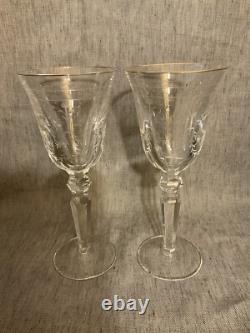 VTG Lot of 2 Waterford Crystal Etched Charlemont Pattern Vine Glasses 7-7/8Tall