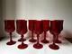 VTG SET 8 RUBY RED WINE WATER GOBLETS glasses RED STEM BASE D'Arques Crystal