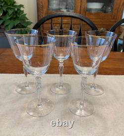 VTG Sasaki Hand Blown Crystal Wine Glasses in Renaissance Gold Pattern (5)