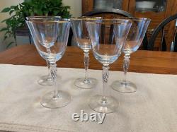 VTG Sasaki Hand Blown Crystal Wine Glasses in Renaissance Gold Pattern (5)