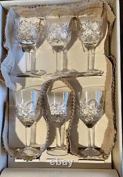 VTG Set Of 6 Cut Crystal Wine Glasses OWIS STAR 1985. From The USSR BEAUTIFUL