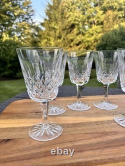 VTG WATERFORD CRYSTAL Lismore 6-7/8 Water Goblets Wine Glasses 8 Oz Set Of 6