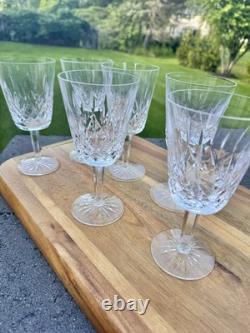 VTG WATERFORD CRYSTAL Lismore 6-7/8 Water Goblets Wine Glasses 8 Oz Set Of 6