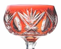 Val ST Lambert Bourget Orange Cut to Clear Cased Crystal Wine Goblet 8 3/4