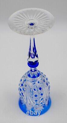 Val Saint Lambert Cobalt Blue Cut to Clear Crystal Wine Glass