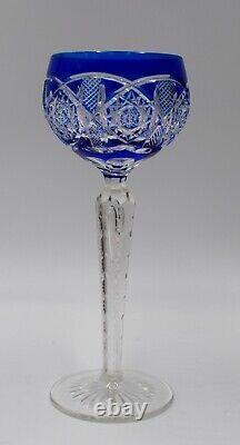 Val Saint Lambert Cobalt Cut to Clear Wine Glass Saarbrucken Pattern