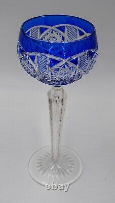 Val Saint Lambert Cobalt Cut to Clear Wine Glass Saarbrucken Pattern