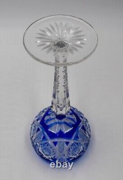 Val Saint Lambert Cobalt Cut to Clear Wine Glass Saarbrucken Pattern