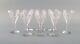Val St. Lambert, Belgium. Eight Legagneux white wine glasses. Mid-20th C
