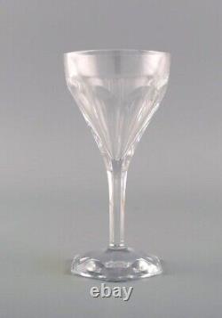 Val St. Lambert, Belgium. Eight Legagneux white wine glasses. Mid-20th C