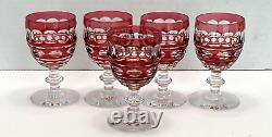 Val St Lambert Crystal Blarney Ruby Port Wine Glass 3 3/4 Cut to Clear Set of 5