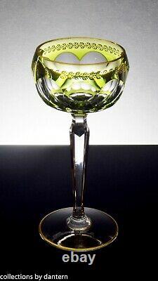 Val St. Lambert Crystal Wine Glass Stemware, Olive with Gold Accents