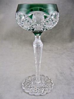 Val St Lambert Emerald Green Cut To Clear Saarbrucken Wine Glass