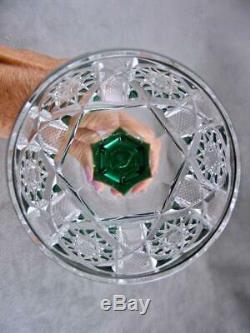 Val St Lambert Emerald Green Cut To Clear Saarbrucken Wine Glass