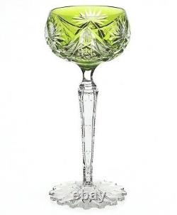 Val St Lambert Epinal Light Green Cut to Clear Crystal Wine Goblet