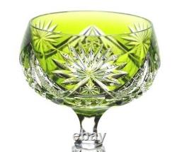 Val St Lambert Epinal Light Green Cut to Clear Crystal Wine Goblet