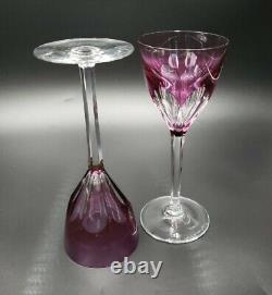 Val St Lambert GEVAERT TCPL 2 Violet Purple Roemer Wine Glasses EXCELLENT