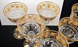 Val St. Lambert Papmre D'or Belgium Clear Gold Encrusted Set Of 6 Wine Glasses