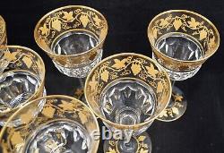 Val St. Lambert Papmre D'or Belgium Clear Gold Encrusted Set Of 6 Wine Glasses