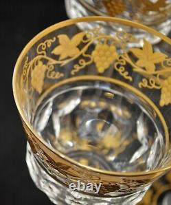 Val St. Lambert Papmre D'or Belgium Clear Gold Encrusted Set Of 6 Wine Glasses