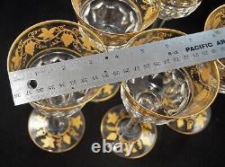 Val St. Lambert Papmre D'or Belgium Clear Gold Encrusted Set Of 6 Wine Glasses