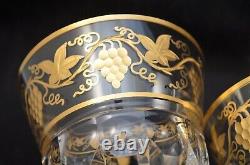 Val St. Lambert Papmre D'or Belgium Clear Gold Encrusted Set Of 6 Wine Glasses